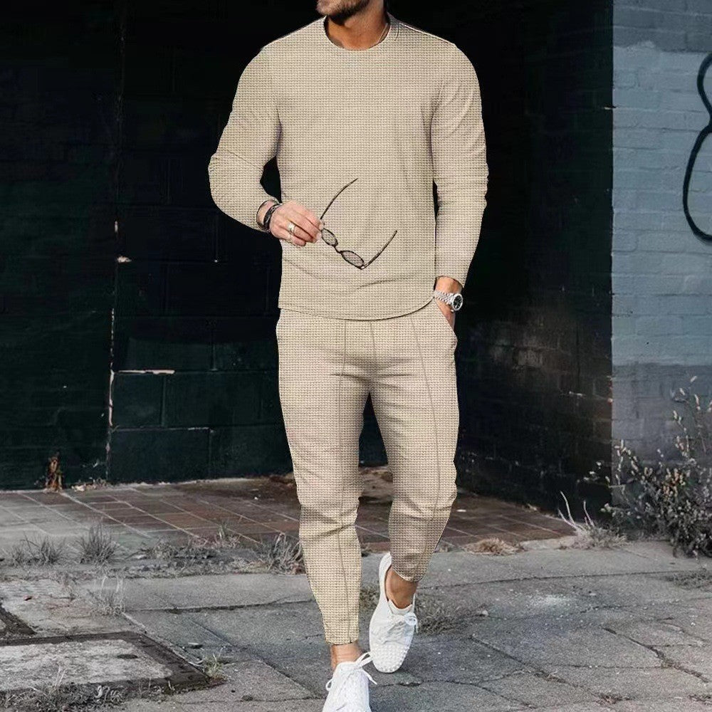 Men's Casual Waffle Long Sleeve Suit MultiColor