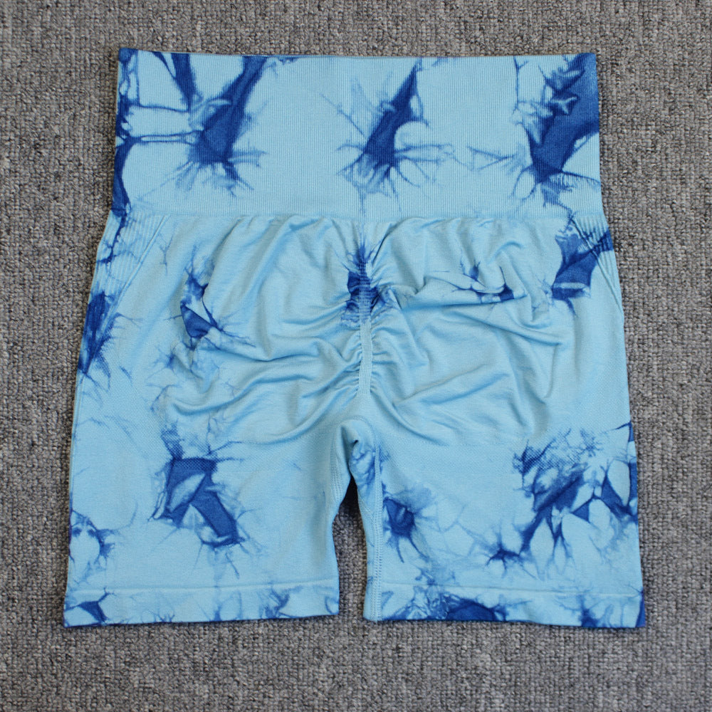 Tie-dye Printed Yoga Pants Summer Quick-drying Fitness Shorts High-waisted Hip-lifting Leggings Women Pants