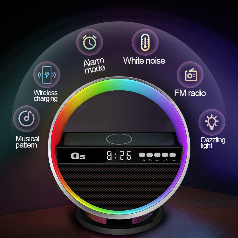 New Multifunction RGB Night Light Wireless Charger Bluetooth-compatible Speaker Large G Ambience Light Home Decor