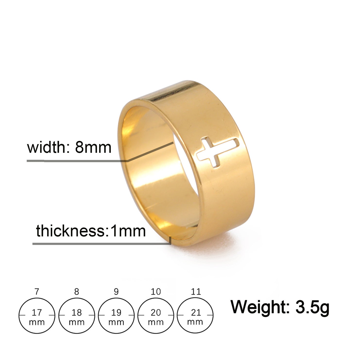 Classic Hollow Cross Stainless Steel Ring