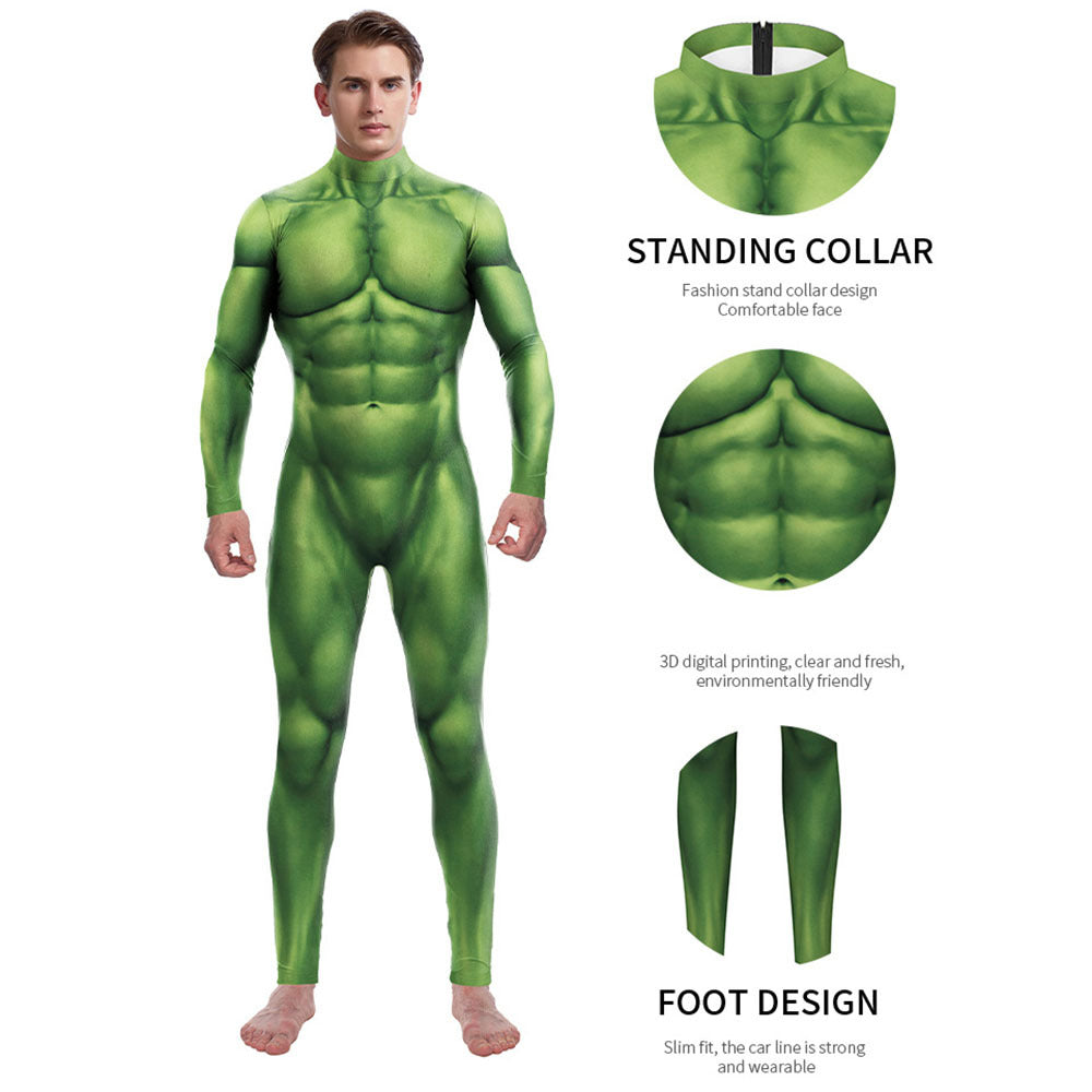 Cosplay Costume Muscle 3D Printing Male Long Sleeve Halloween Carnival Jumpsuits