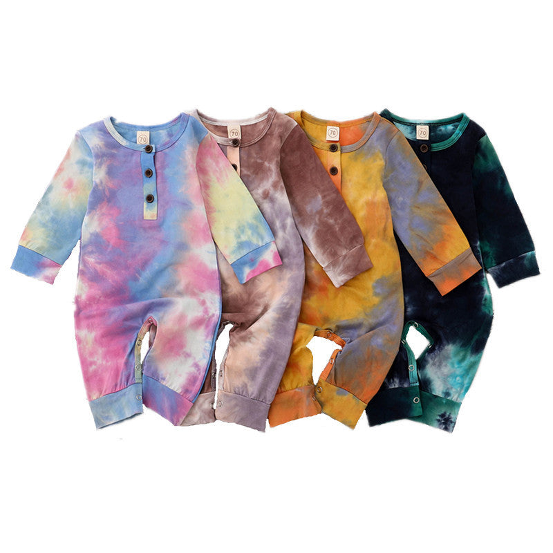 Tie-dyed romper long romper Infant Baby