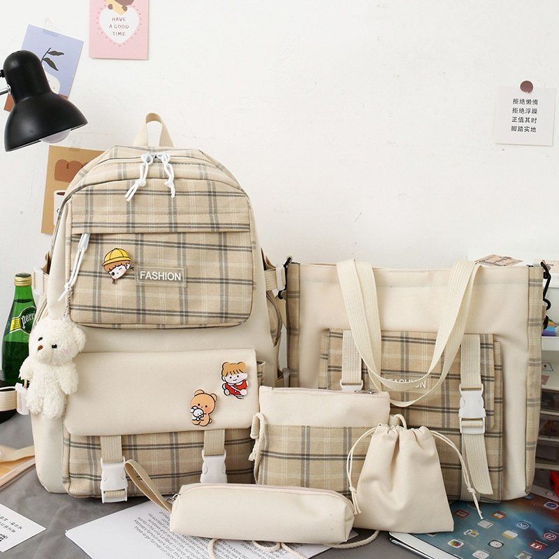 Backpack Japanese Cute Grid Elementary School Book