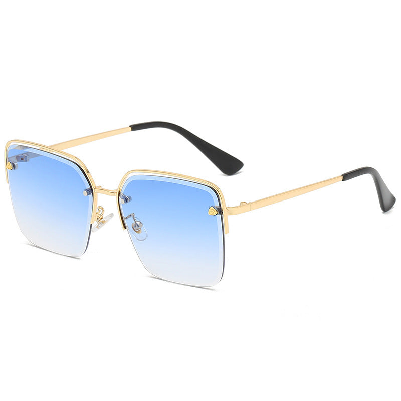 Personality Sunglasses Summer Half Metal Frame Two-color Gradient PC Lens Fashion Glasses