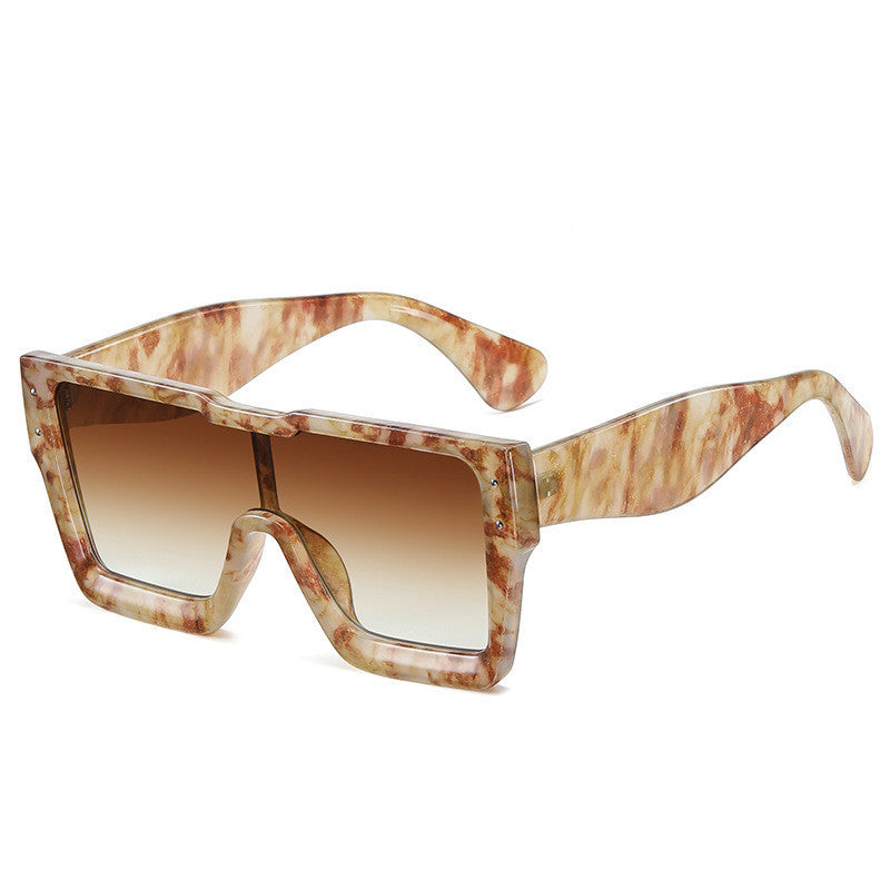 European And American Large-frame One-piece Fashion Ladies With Square-frame Sunglasses