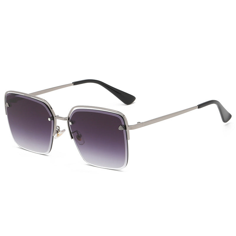 Personality Sunglasses Summer Half Metal Frame Two-color Gradient PC Lens Fashion Glasses