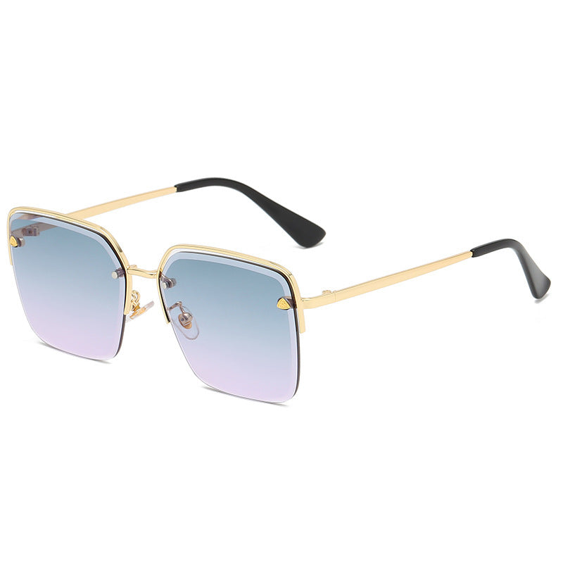 Personality Sunglasses Summer Half Metal Frame Two-color Gradient PC Lens Fashion Glasses