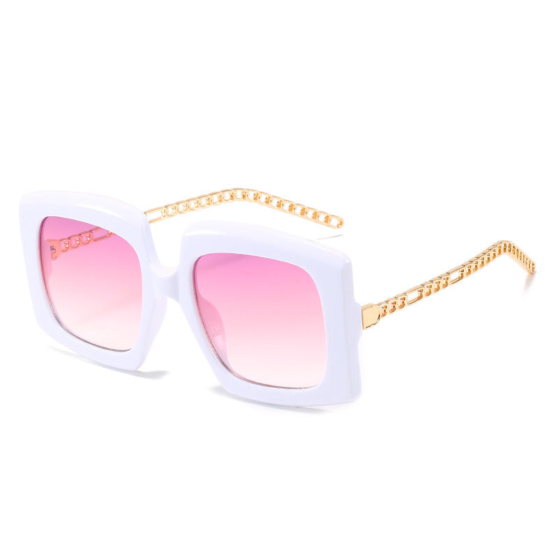 Fashion Women's Metal Chain Cat-Eye Square-Frame Sunglasses