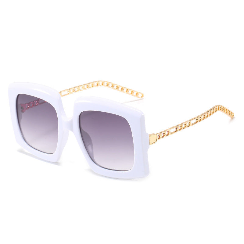 Fashion Women's Metal Chain Cat-Eye Square-Frame Sunglasses