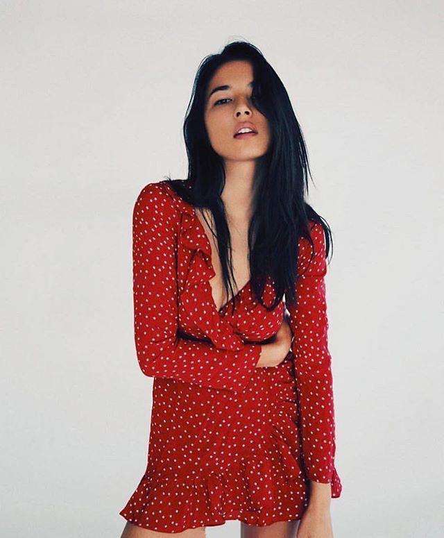 Printed Ruffled Wrap Breast Dress