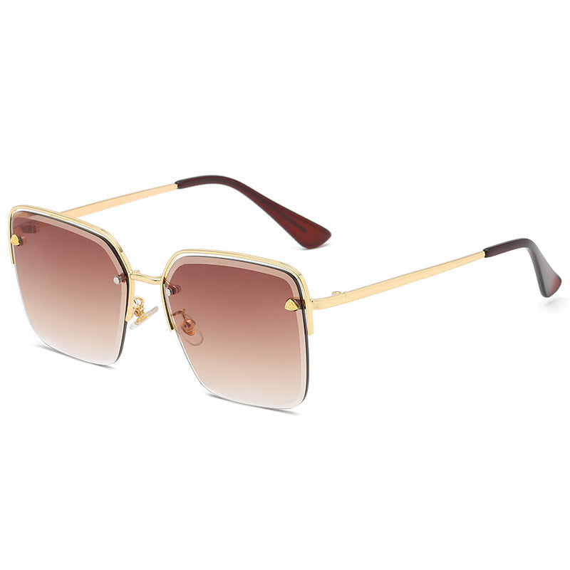 Personality Sunglasses Summer Half Metal Frame Two-color Gradient PC Lens Fashion Glasses