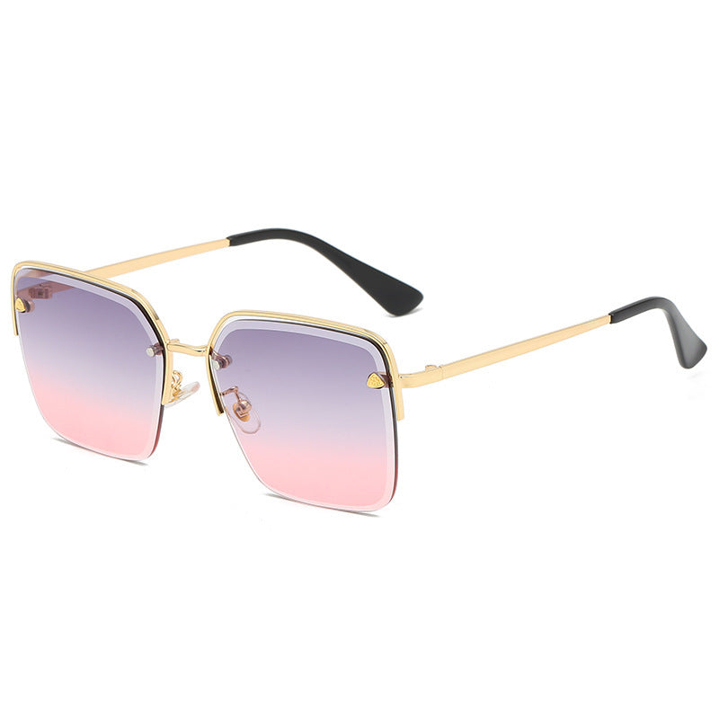 Personality Sunglasses Summer Half Metal Frame Two-color Gradient PC Lens Fashion Glasses