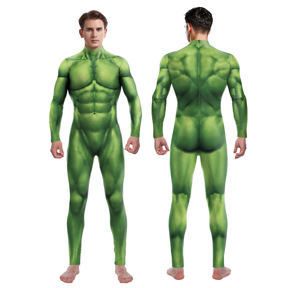Cosplay Costume Muscle 3D Printing Male Long Sleeve Halloween Carnival Jumpsuits