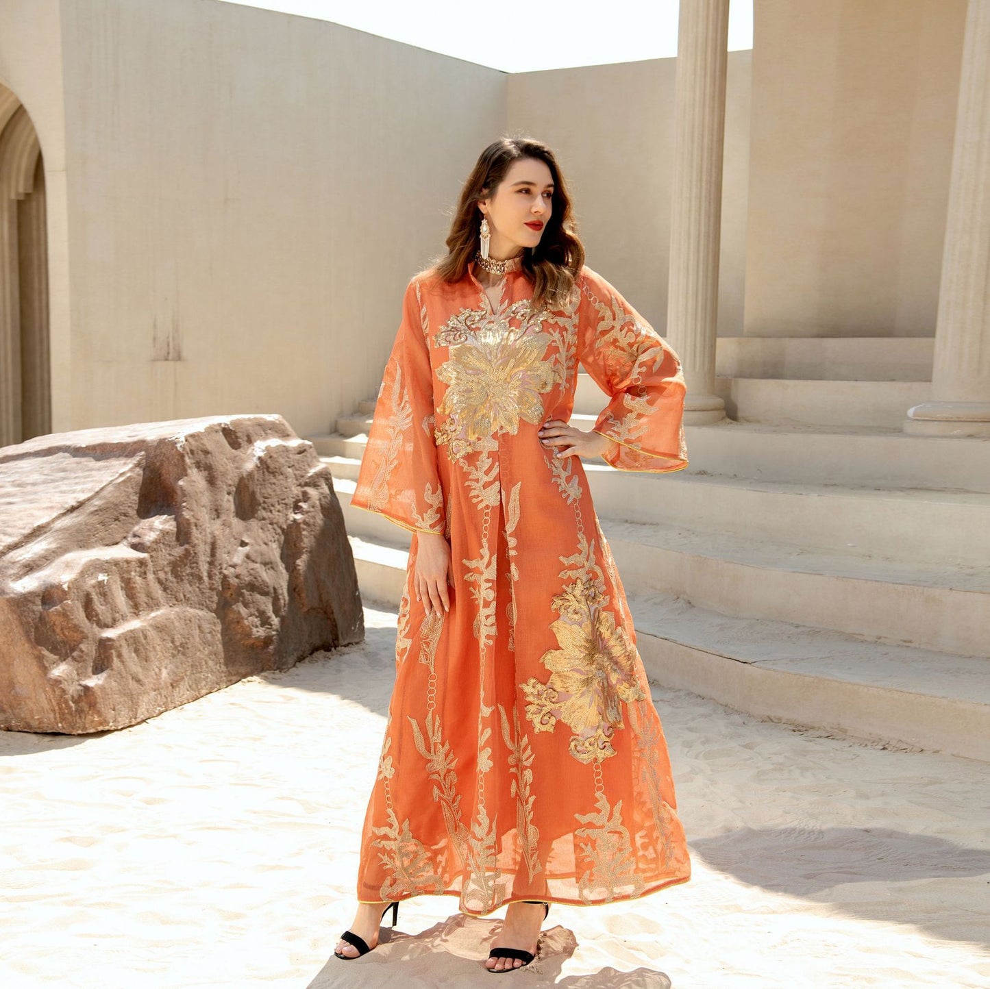Middle East New Fired Sequins Dress Light Luxury Celebrity Party Dress Muslim