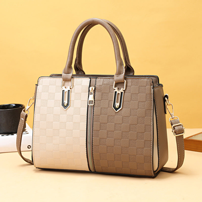 Simple Large Capacity Women's Contrast Color Ins Fashion Korean Style Shoulder Women's Crossbody Handbag