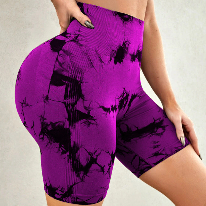 Tie-dye Printed Yoga Pants Summer Quick-drying Fitness Shorts High-waisted Hip-lifting Leggings Women Pants