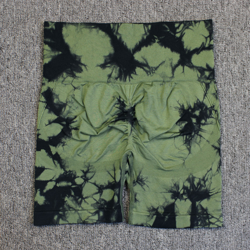 Tie-dye Printed Yoga Pants Summer Quick-drying Fitness Shorts High-waisted Hip-lifting Leggings Women Pants