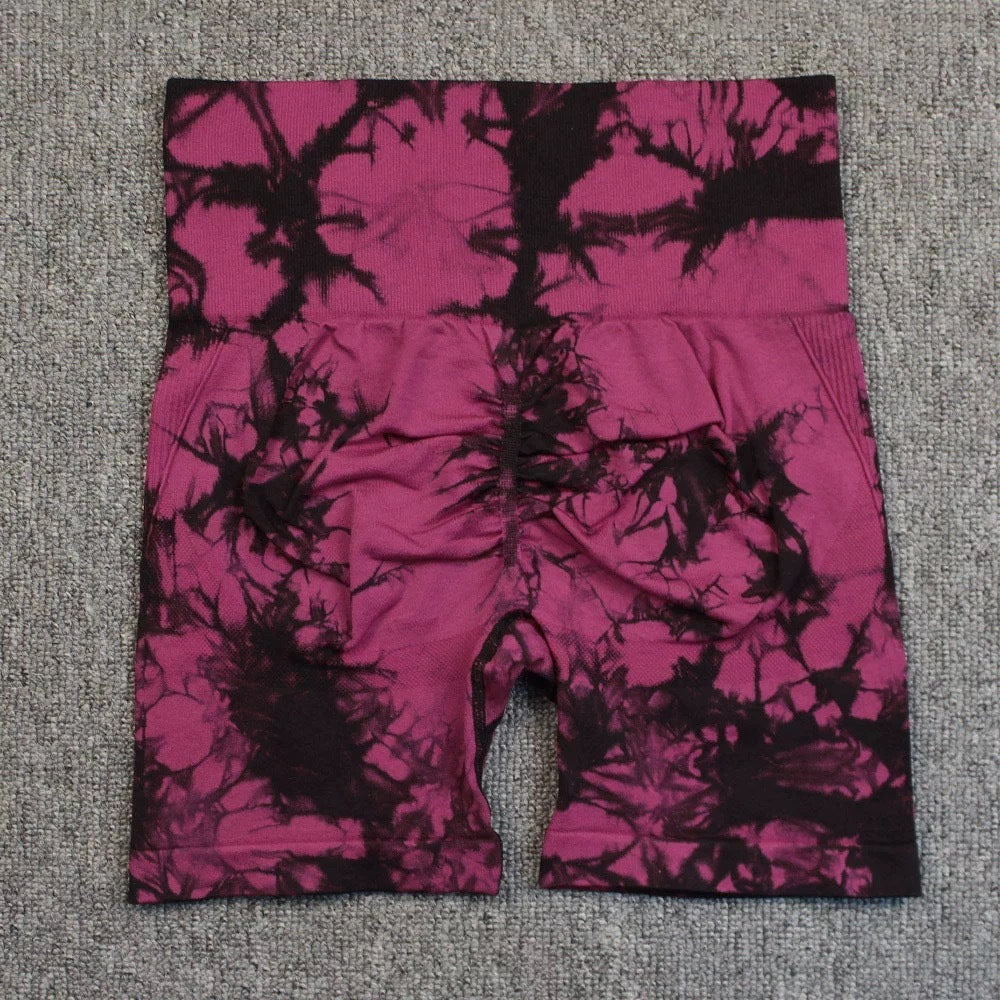 Tie-dye Printed Yoga Pants Summer Quick-drying Fitness Shorts High-waisted Hip-lifting Leggings Women Pants