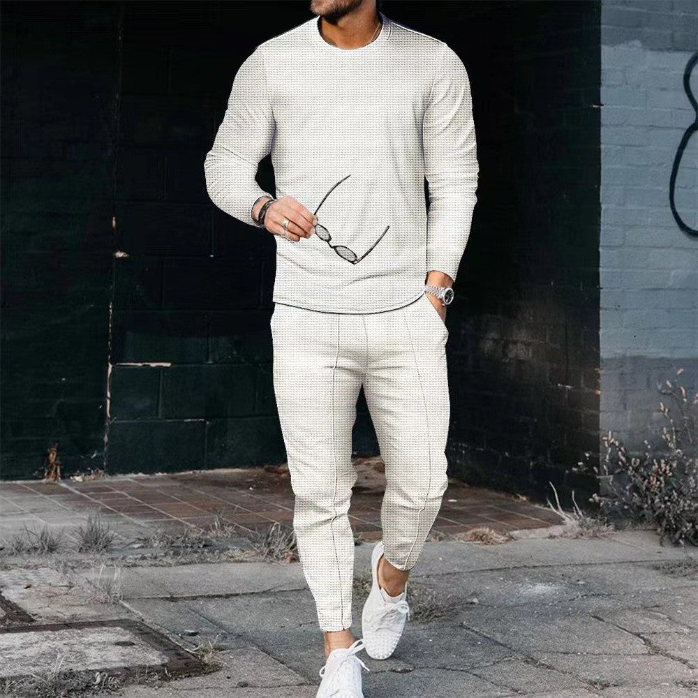 Men's Casual Waffle Long Sleeve Suit MultiColor