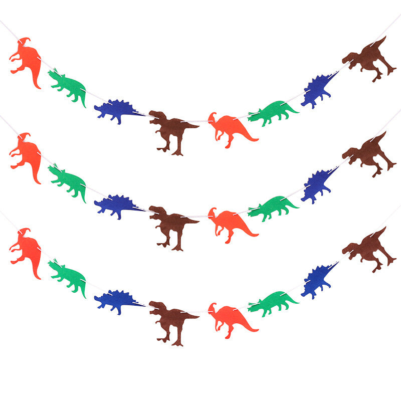Dinosaur Theme Decoration Woven Fabric Pull Flag Birthday Party Layout