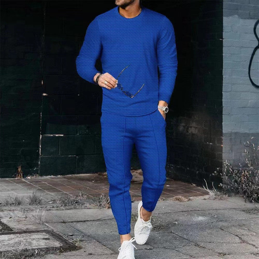 Men's Casual Waffle Long Sleeve Suit MultiColor