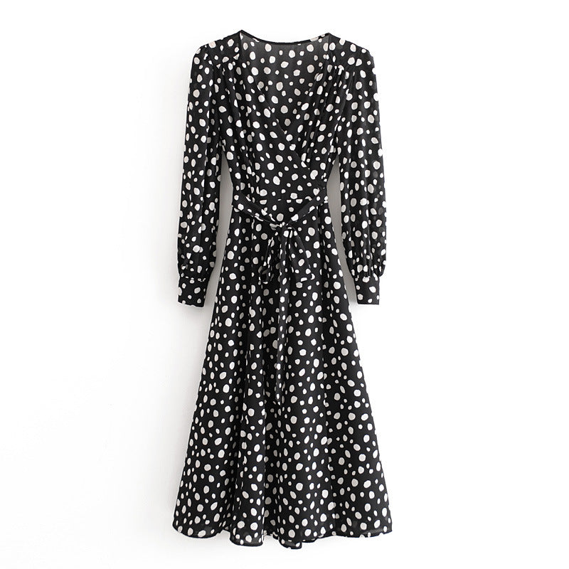 Split wrap long sleeve dress