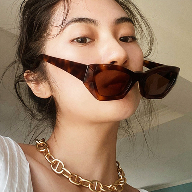 Cat Eye Polygon Sunglasses Female Net Red Jelly Color