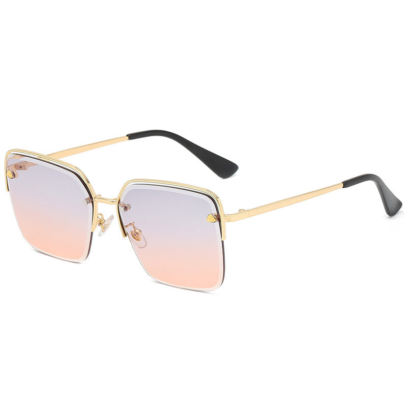 Personality Sunglasses Summer Half Metal Frame Two-color Gradient PC Lens Fashion Glasses
