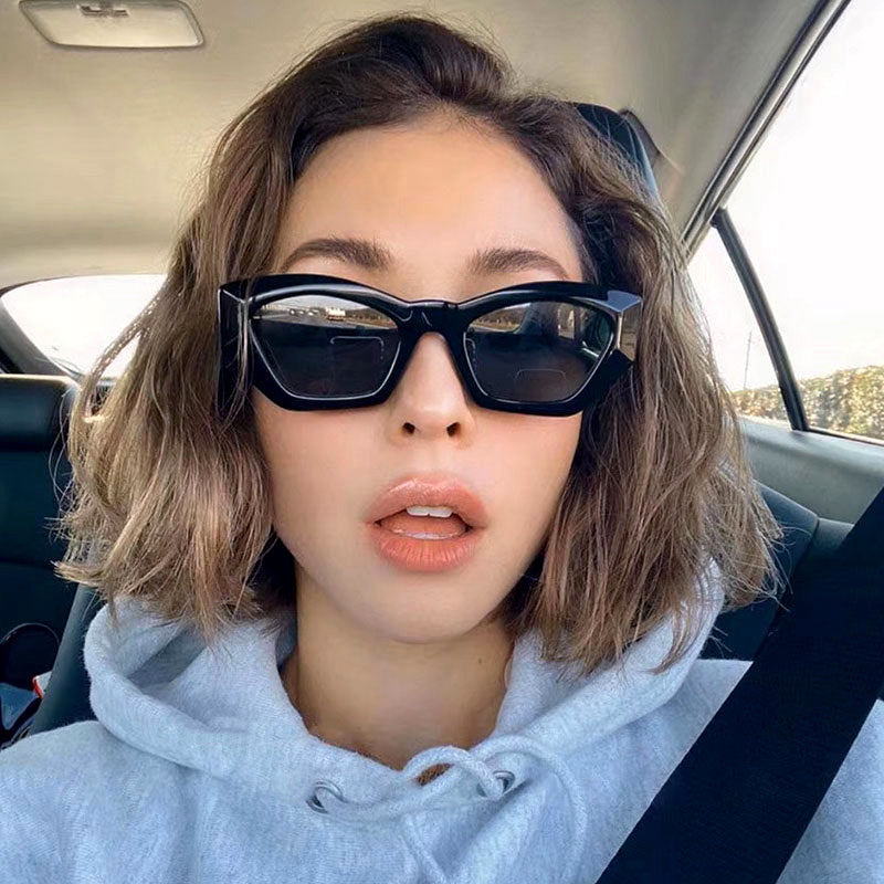 Cat Eye Polygon Sunglasses Female Net Red Jelly Color