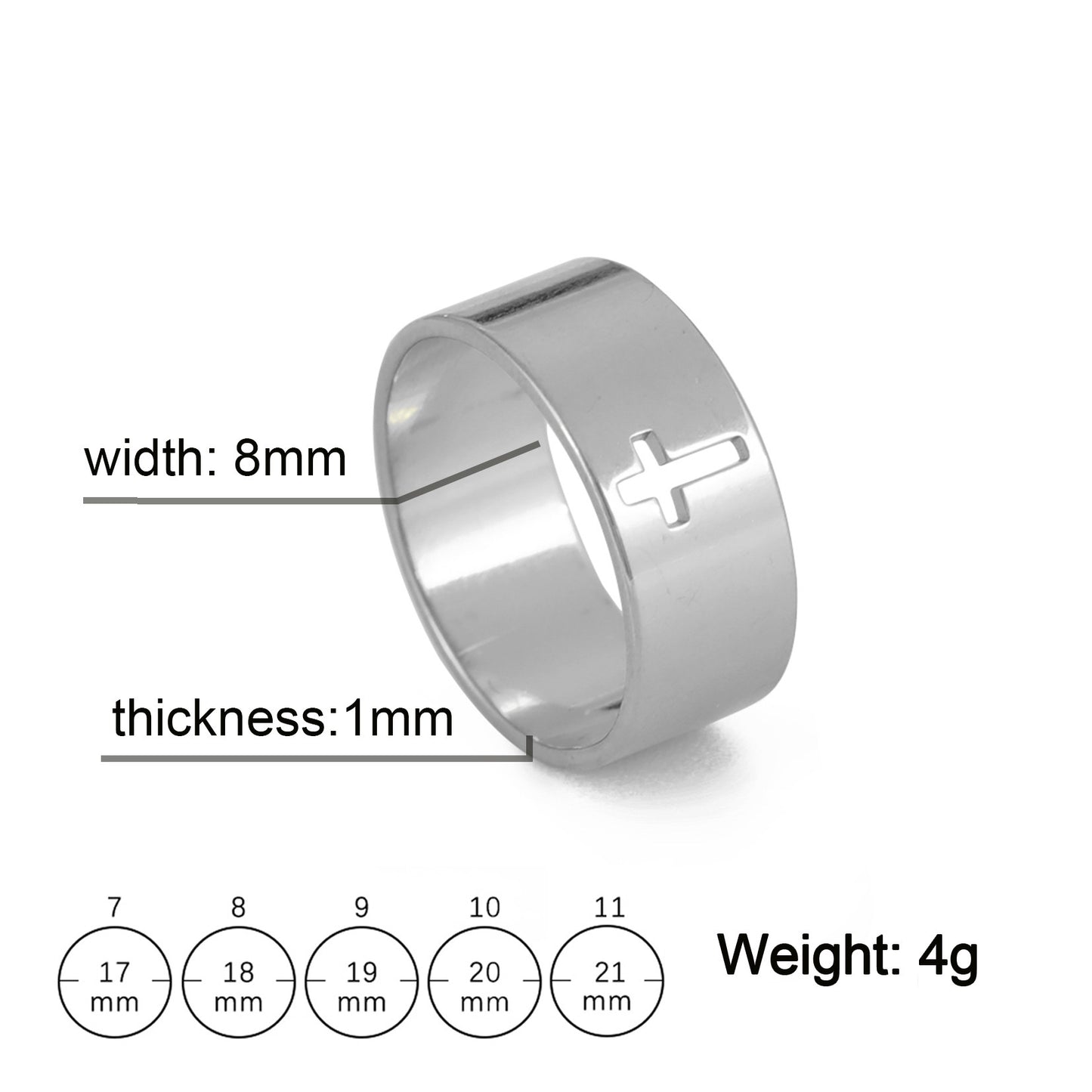 Classic Hollow Cross Stainless Steel Ring