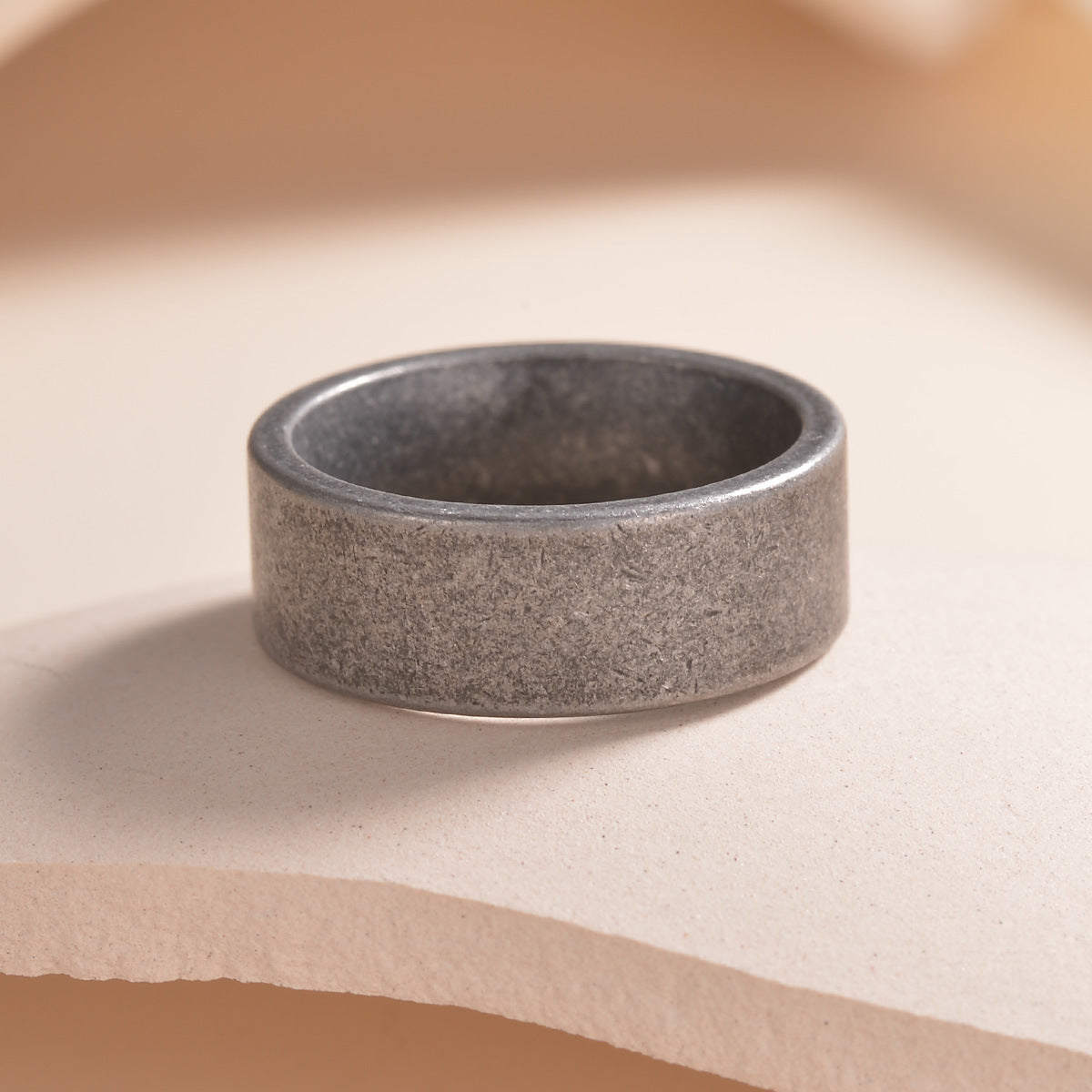 Men's Ornament Simple 8mm Distressed Titanium Steel Ring
