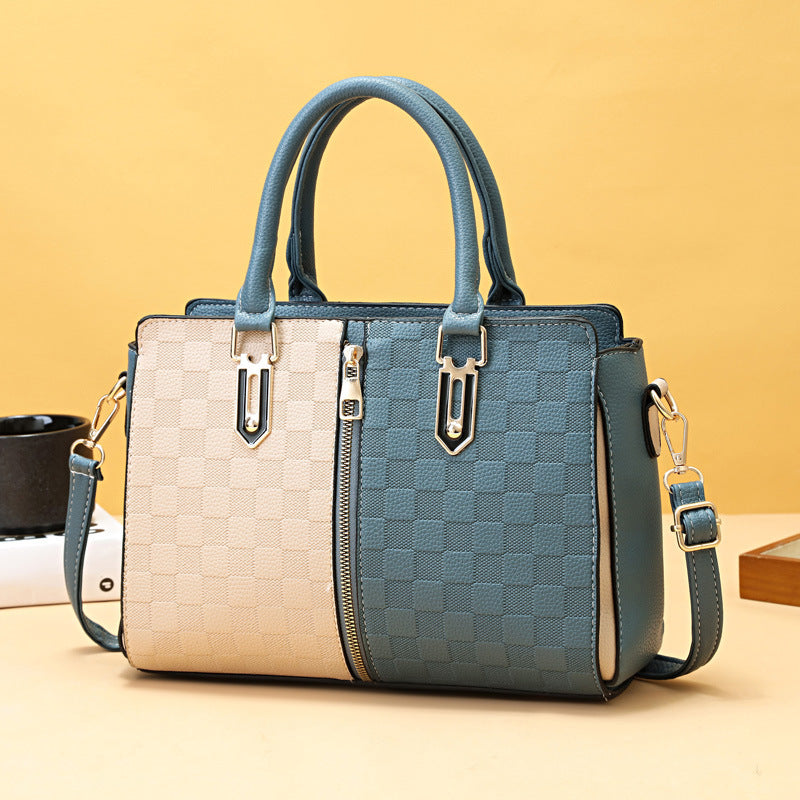 Simple Large Capacity Women's Contrast Color Ins Fashion Korean Style Shoulder Women's Crossbody Handbag