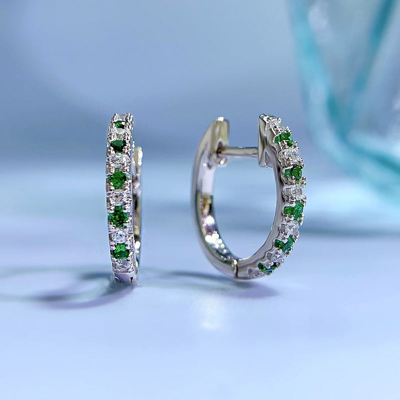 White Green Blue Diamond Earrings