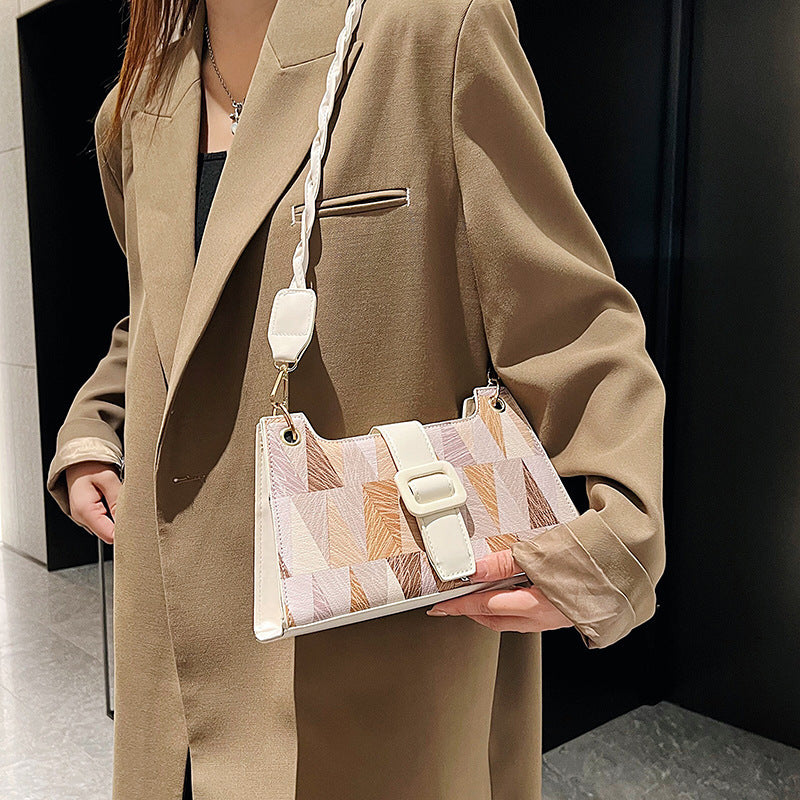 New Popular Contrast Color PU Bag Female Summer Casual
