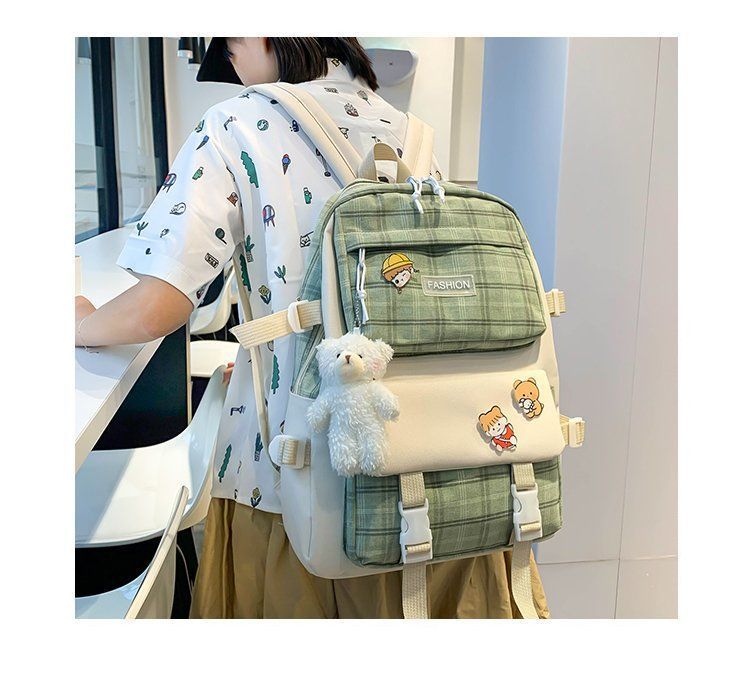 Backpack Japanese Cute Grid Elementary School Book
