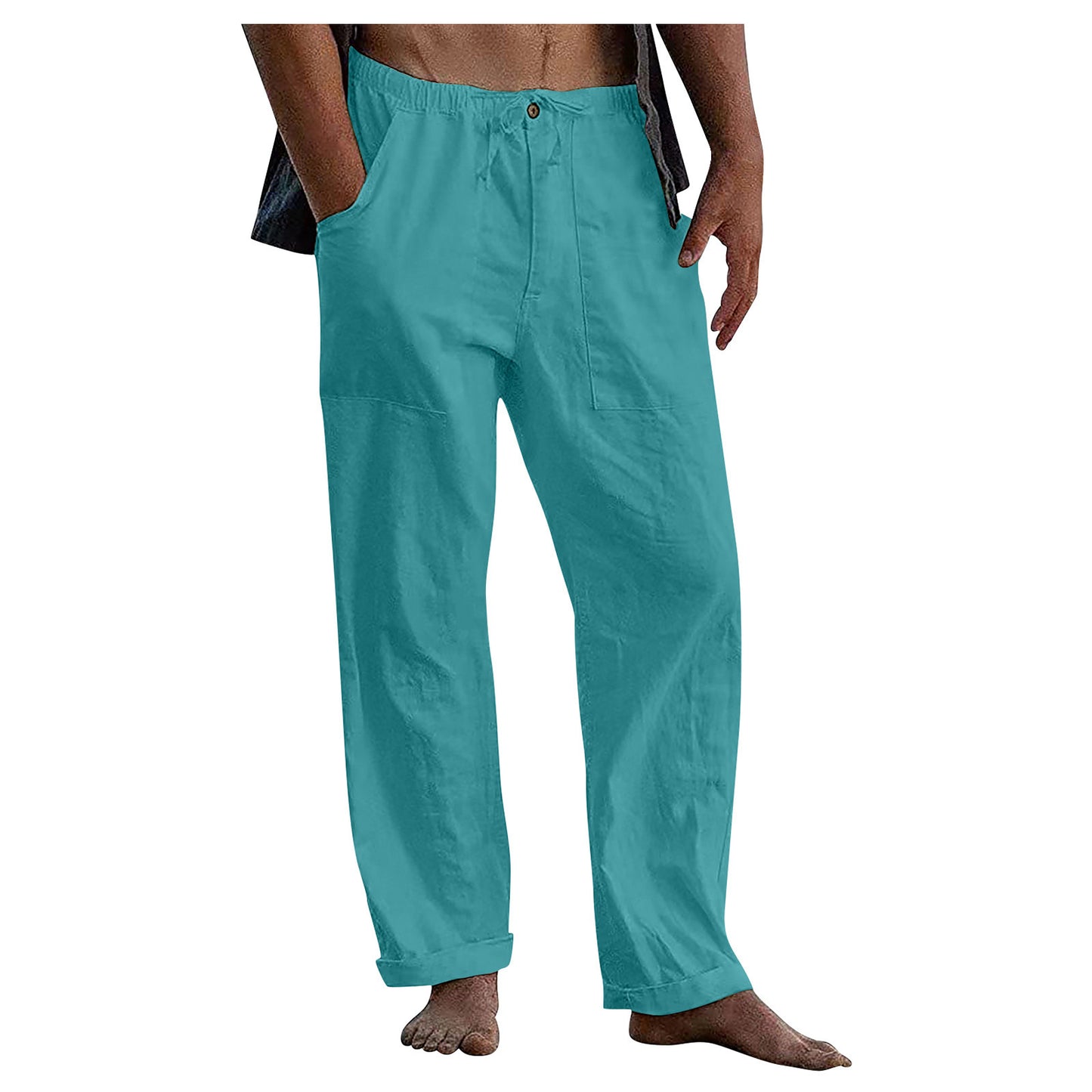 Drawstring Casual Men's Pants Summer Solid Color Trousers