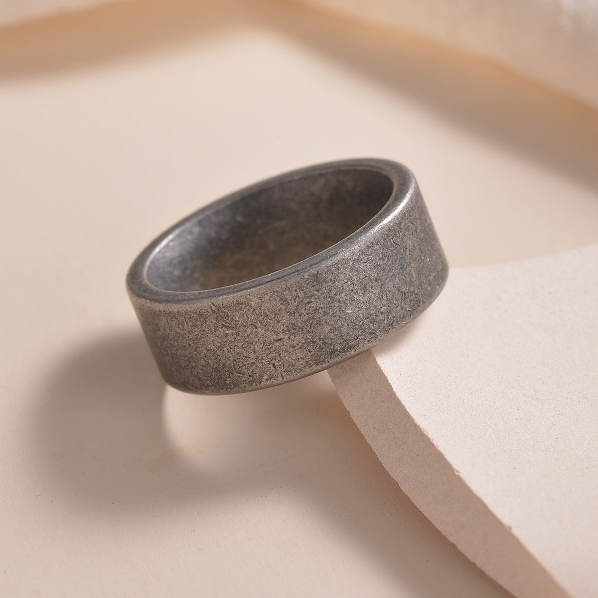 Men's Ornament Simple 8mm Distressed Titanium Steel Ring