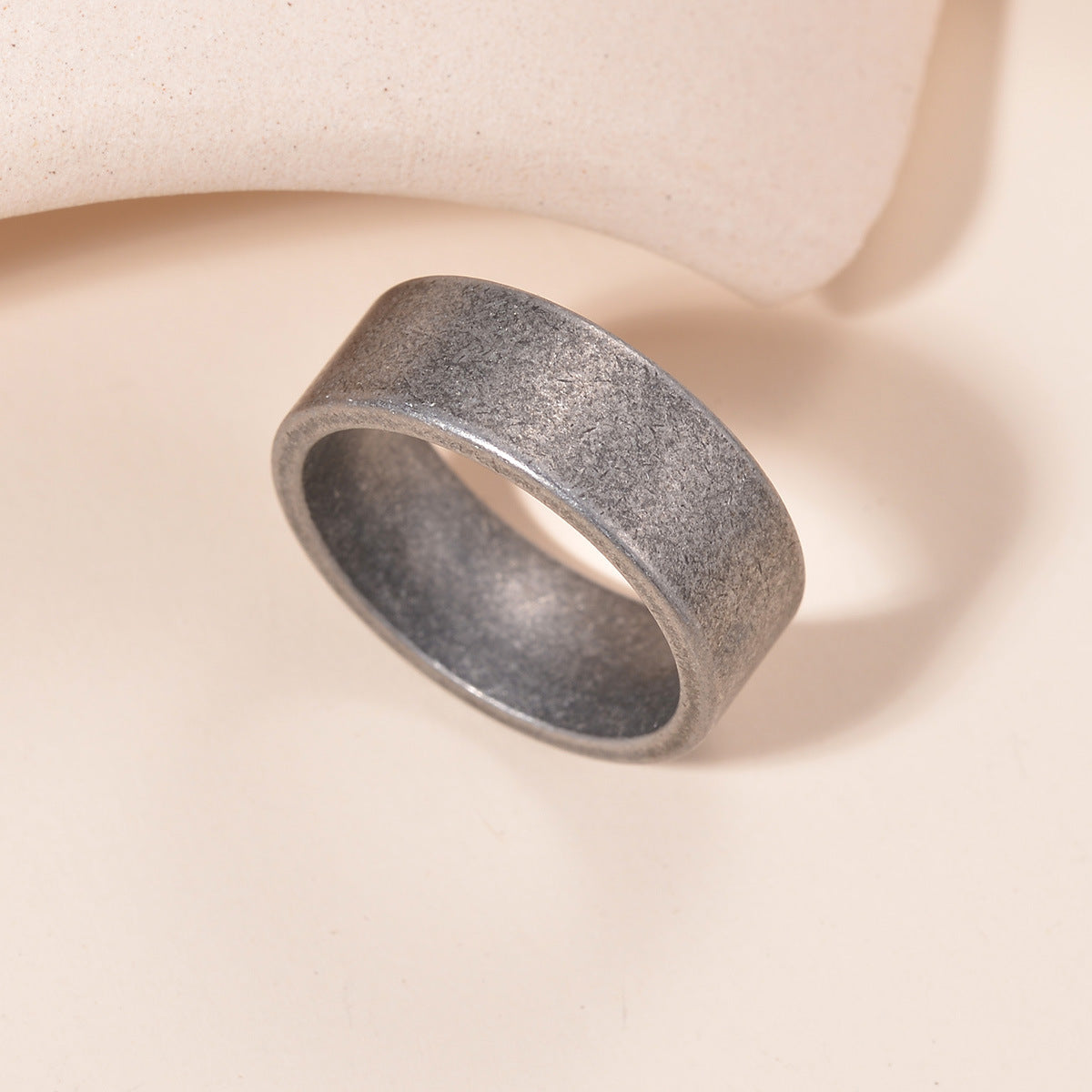 Men's Ornament Simple 8mm Distressed Titanium Steel Ring