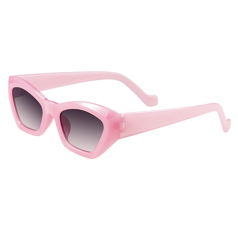 Cat Eye Polygon Sunglasses Female Net Red Jelly Color