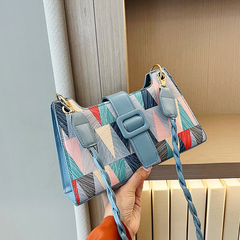 New Popular Contrast Color PU Bag Female Summer Casual