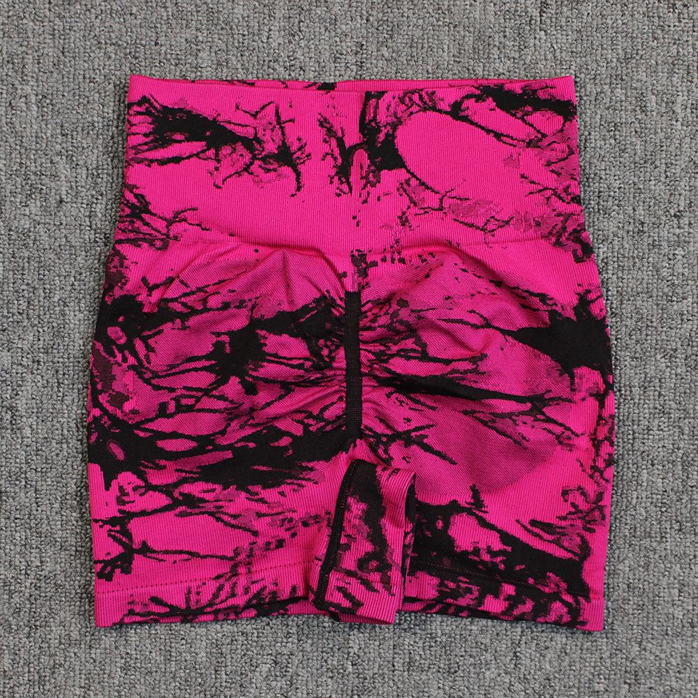 Tie-dye Printed Yoga Pants Summer Quick-drying Fitness Shorts High-waisted Hip-lifting Leggings Women Pants