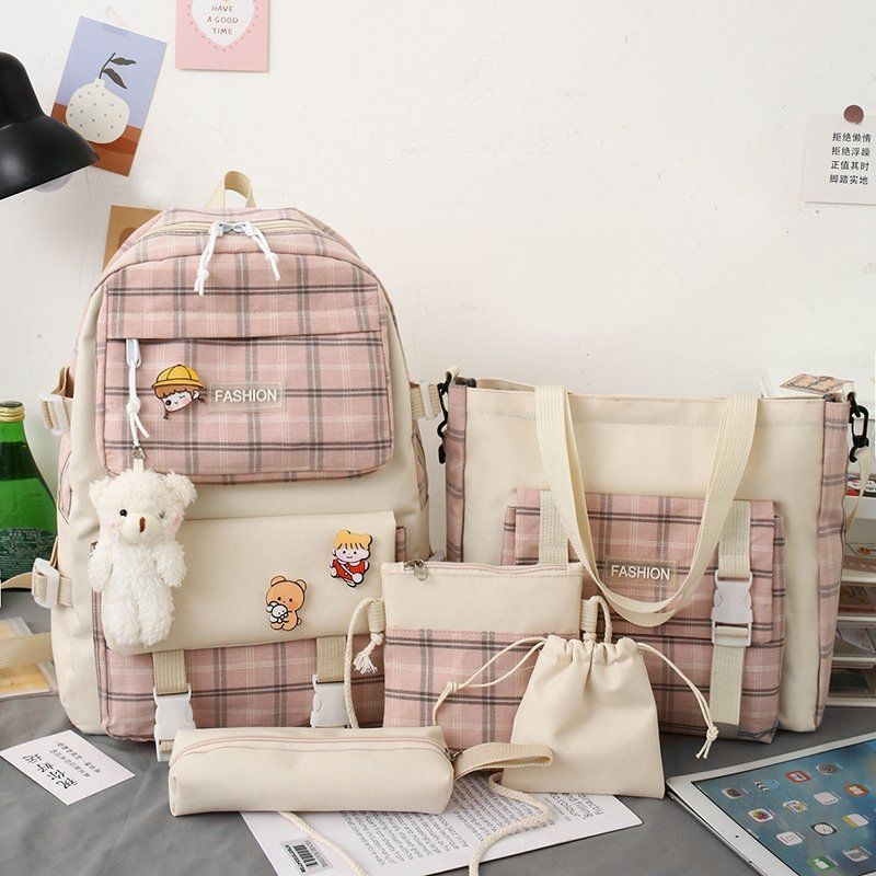 Backpack Japanese Cute Grid Elementary School Book