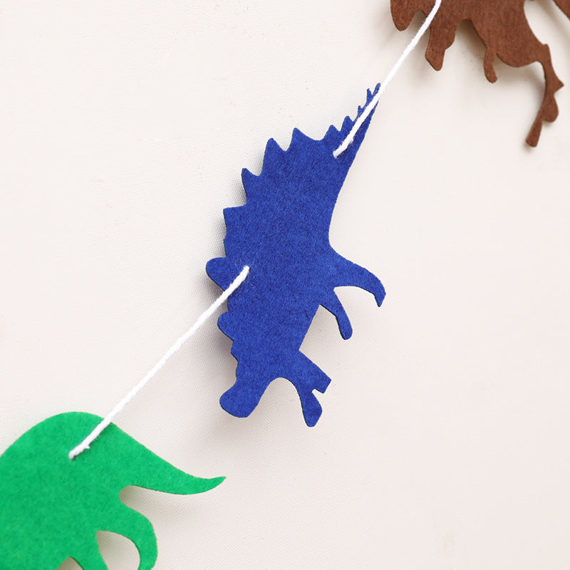 Dinosaur Theme Decoration Woven Fabric Pull Flag Birthday Party Layout