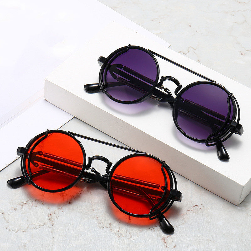 Hollow Out Round Frame Punk Sunglasses