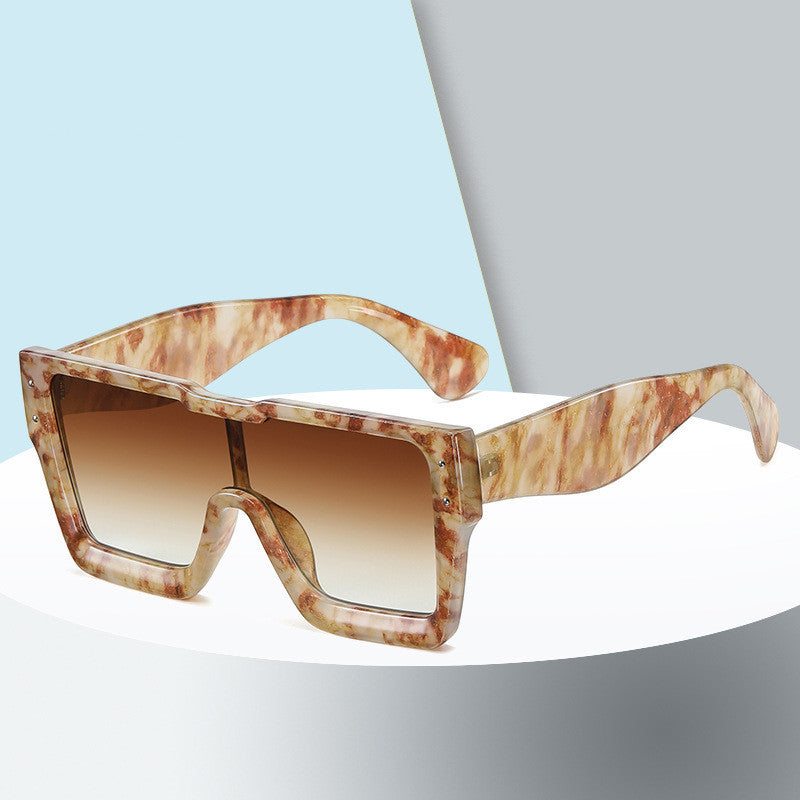 European And American Large-frame One-piece Fashion Ladies With Square-frame Sunglasses