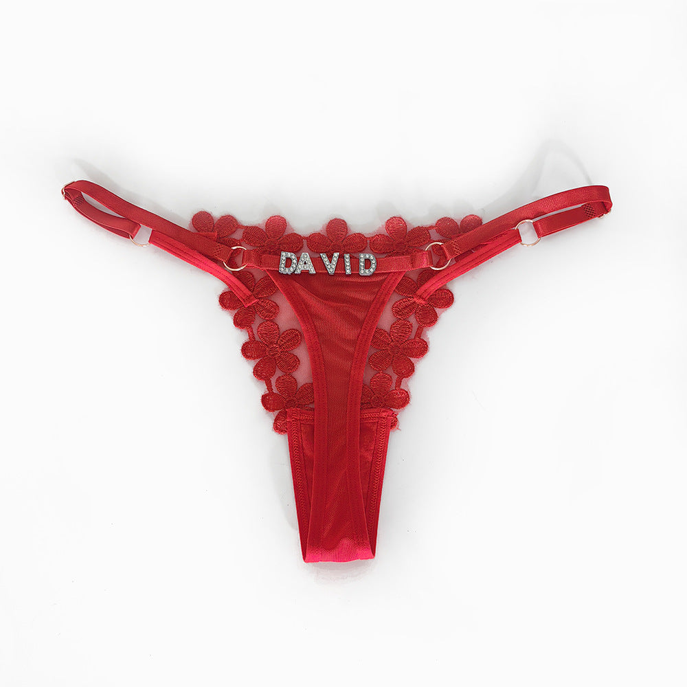 European And American Girls Sweet Embroidery Princess Mesh T-back And Breathable Adjustable Thin Band T-shaped Panties