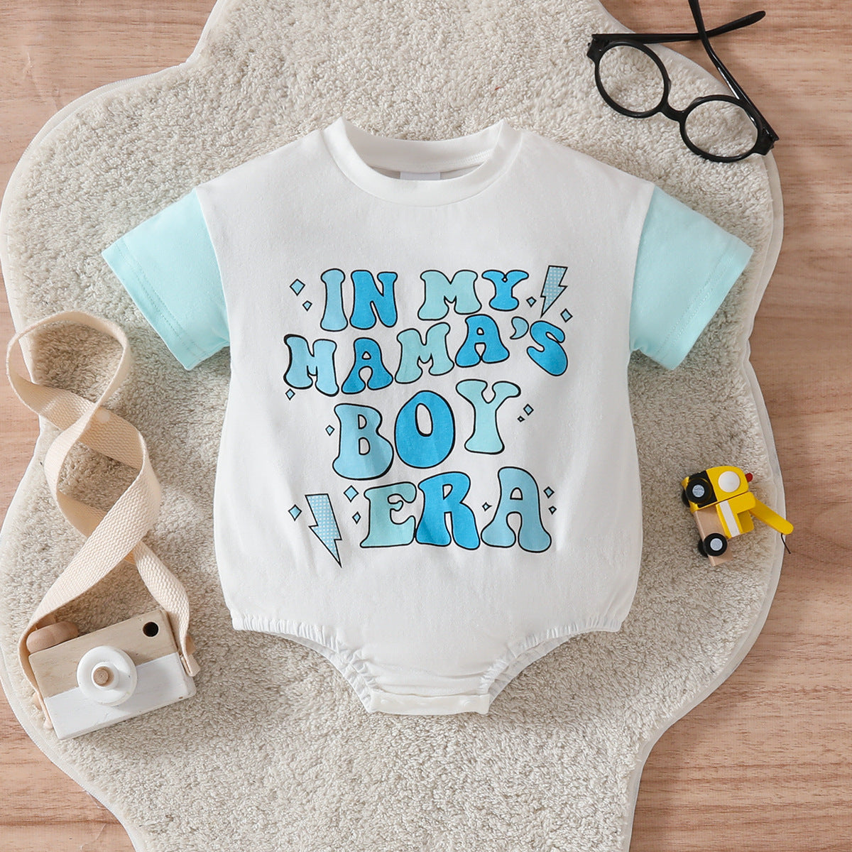 Baby Boy Color Matching Letters Printed Romper