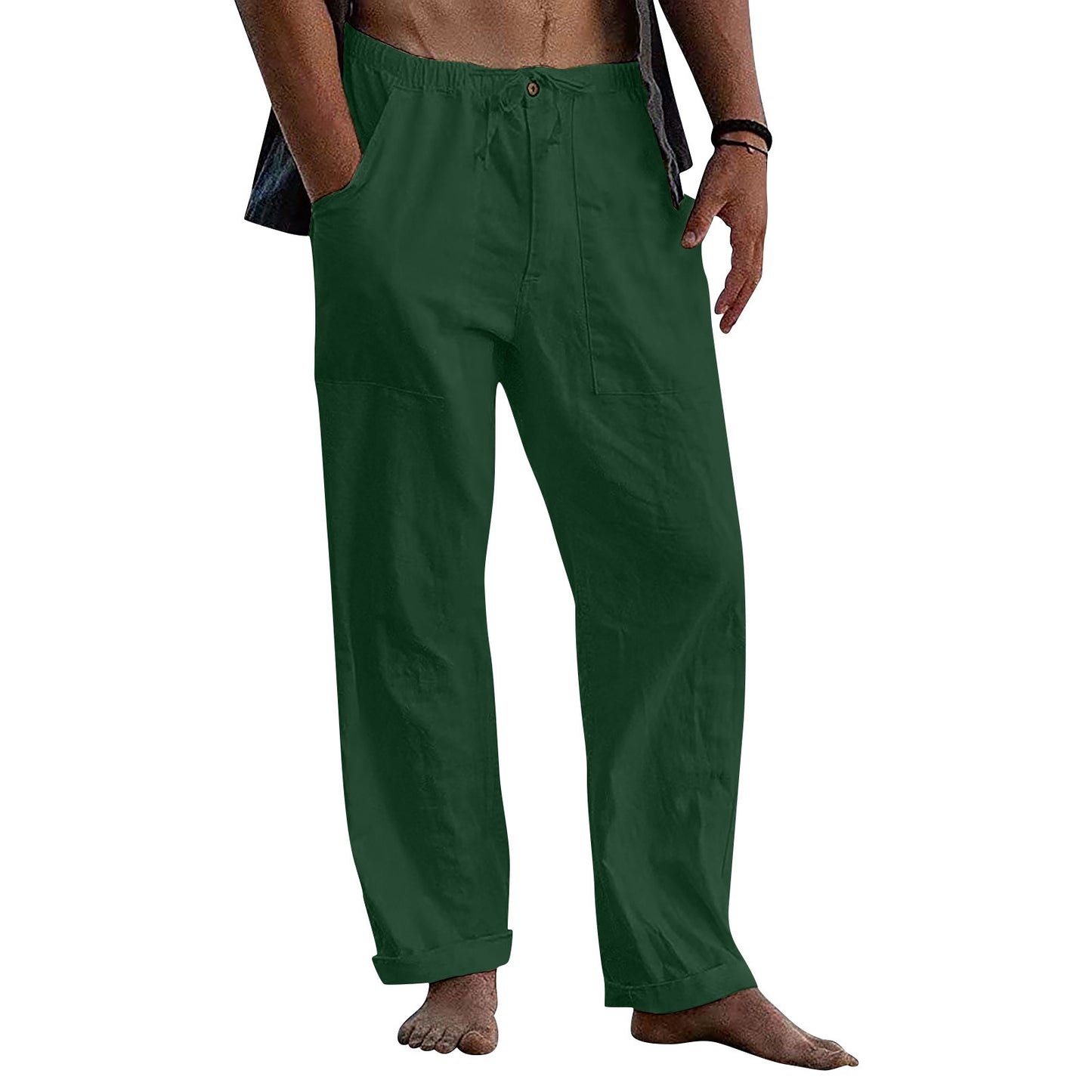 Drawstring Casual Men's Pants Summer Solid Color Trousers