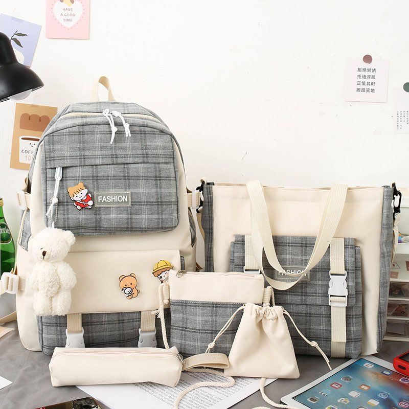Backpack Japanese Cute Grid Elementary School Book