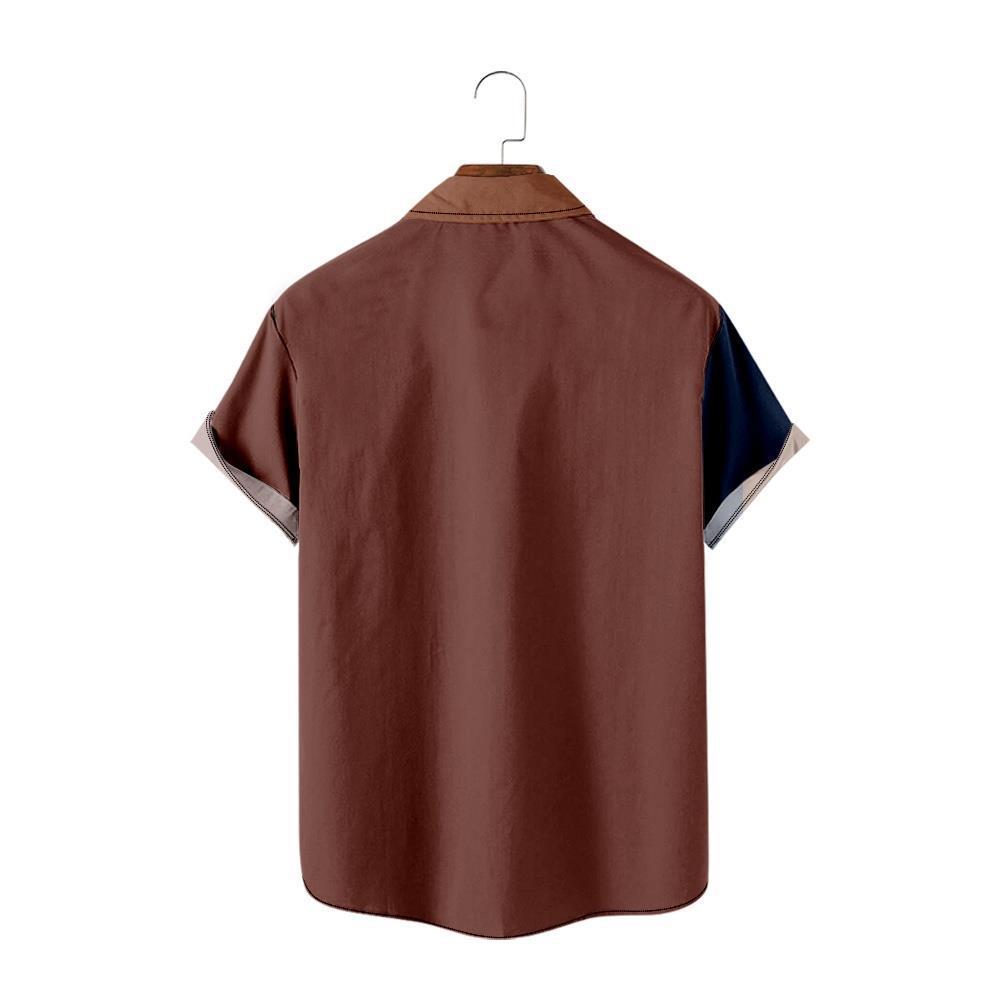 Men's Creative Short Sleeve Striped Print Shirt
